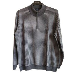 2XL Sweater Gray Jos A Bank Mock Neck Quarter Zip Mens New Merino Wool Blend Nwt
